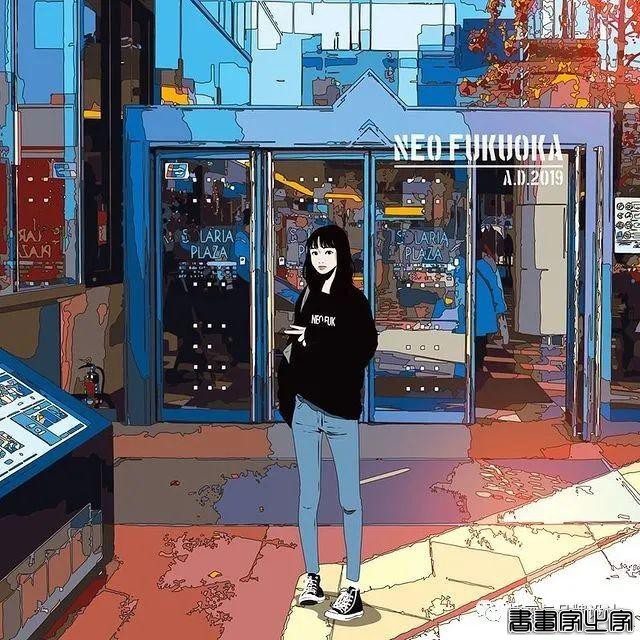 插画丨街头嘻哈少女的潮牌街拍，干净的笔触明亮的色调，每个场景都太有感觉了-25.jpg