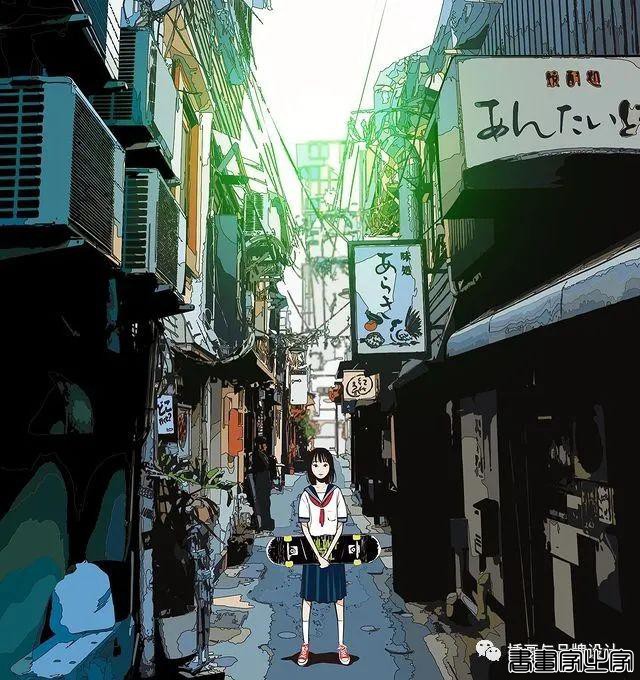插画丨街头嘻哈少女的潮牌街拍，干净的笔触明亮的色调，每个场景都太有感觉了-28.jpg