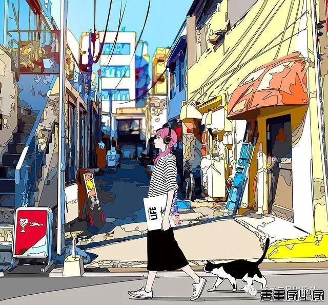 插画丨街头嘻哈少女的潮牌街拍，干净的笔触明亮的色调，每个场景都太有感觉了-26.jpg