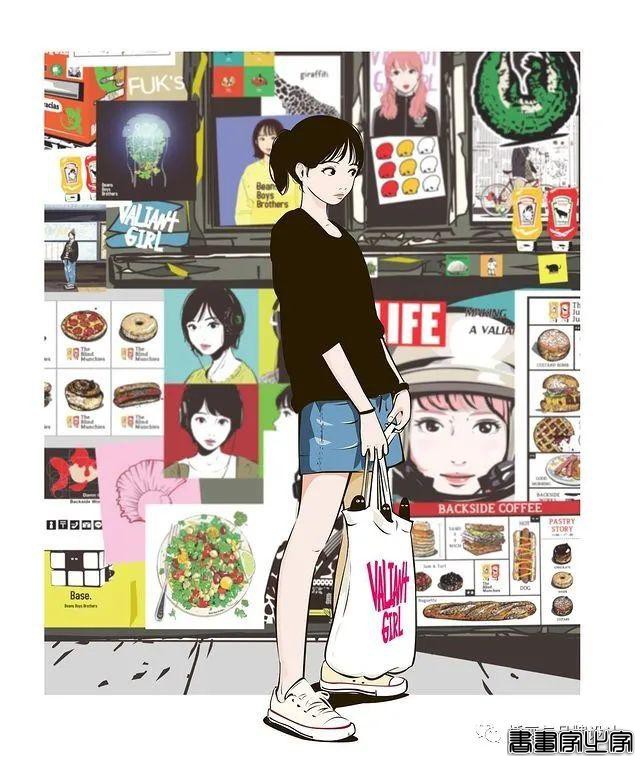 插画丨街头嘻哈少女的潮牌街拍，干净的笔触明亮的色调，每个场景都太有感觉了-32.jpg