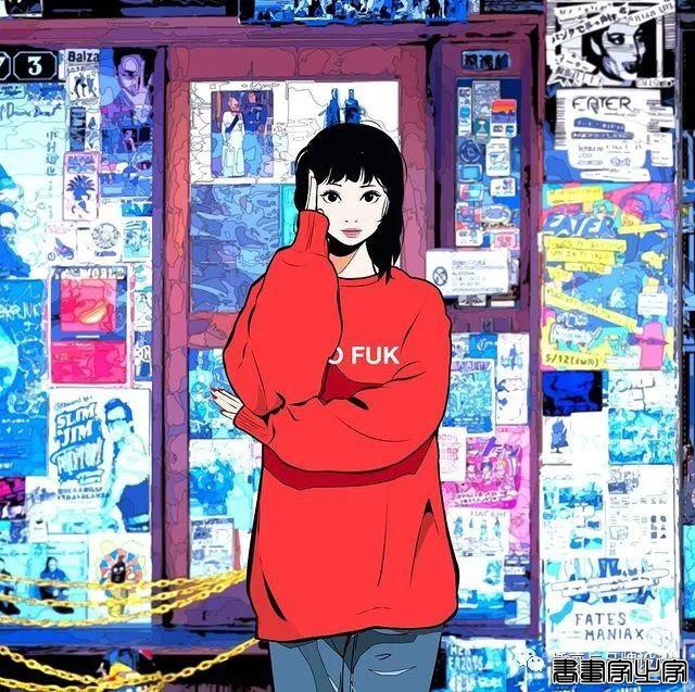 插画丨街头嘻哈少女的潮牌街拍，干净的笔触明亮的色调，每个场景都太有感觉了-31.jpg