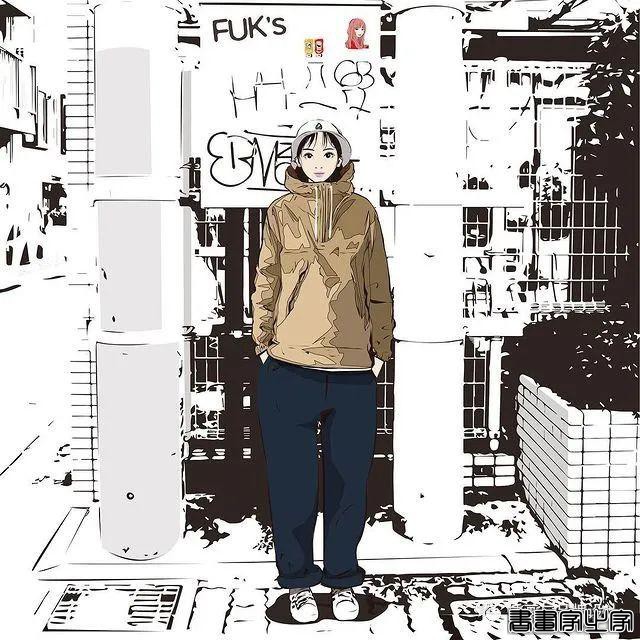 插画丨街头嘻哈少女的潮牌街拍，干净的笔触明亮的色调，每个场景都太有感觉了-63.jpg