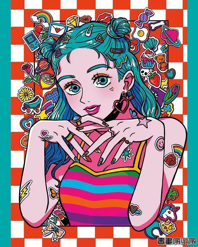 壁纸 | 插画师 Momoi Machiko 笔下色彩丰富的少女形象-13.jpg