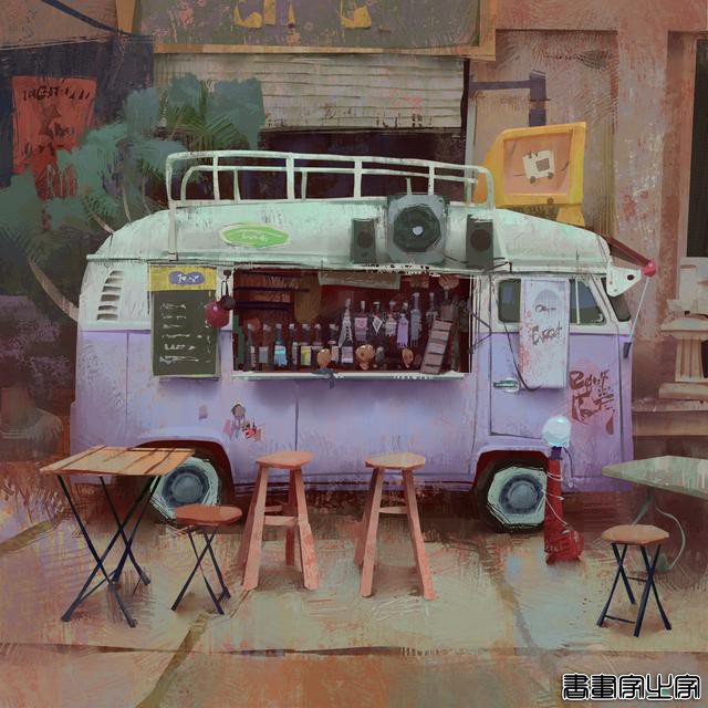 温馨的画风！Tommy Kim街景插画作品-14.jpg