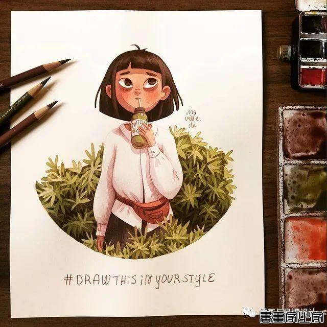 手绘丨颜色超好看的水彩插画，可爱至极的笔触勾勒出生活最自然丰富的景致-6.jpg