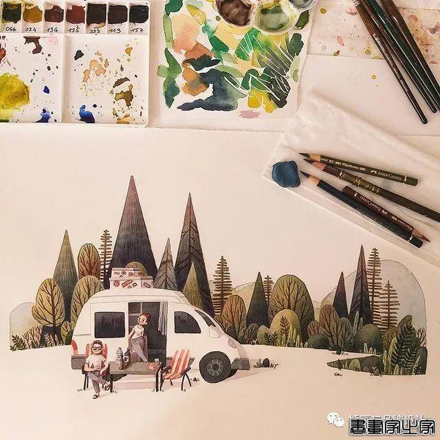 手绘丨颜色超好看的水彩插画，可爱至极的笔触勾勒出生活最自然丰富的景致-17.jpg