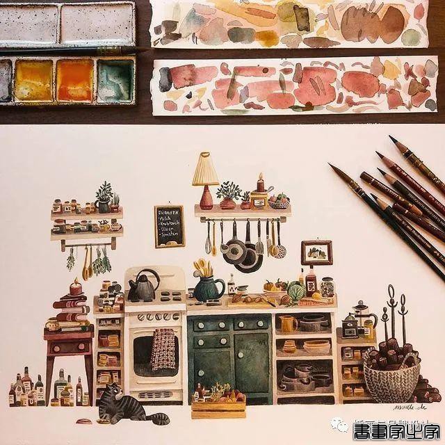 手绘丨颜色超好看的水彩插画，可爱至极的笔触勾勒出生活最自然丰富的景致-60.jpg
