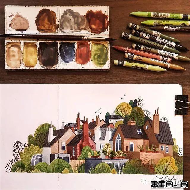 手绘丨颜色超好看的水彩插画，可爱至极的笔触勾勒出生活最自然丰富的景致-67.jpg