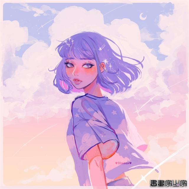 魔法少女系列插画，甜美温柔的画风，画面美好且奇幻-5.jpg