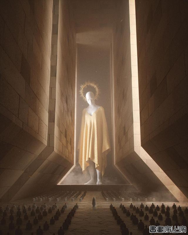 科技+宗教诞生的神，充满想象力的恢弘3D插画作品-9.jpg