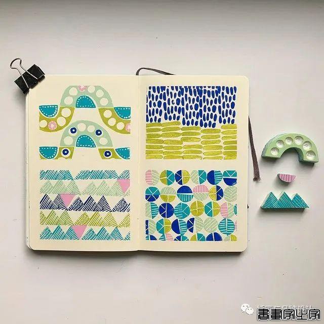 手绘丨太适合手账了！大小疏密有致的纹理搭配，干净清爽的色彩装饰-14.jpg