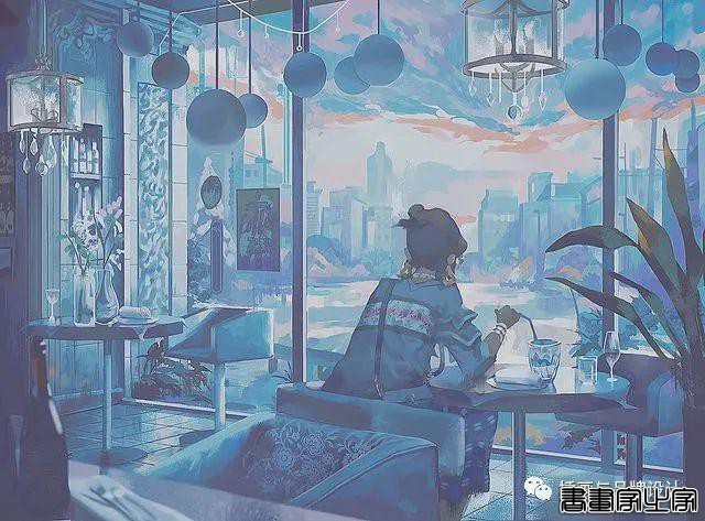 插画丨令人倍感舒适的场景插画，细节丰富的背景空间层次，蓝色的调子极富感染力-27.jpg