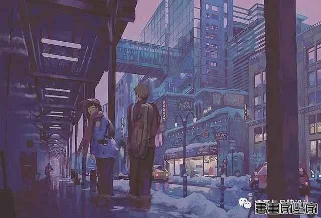 插画丨令人倍感舒适的场景插画，细节丰富的背景空间层次，蓝色的调子极富感染力-47.jpg