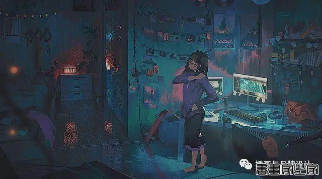 插画丨令人倍感舒适的场景插画，细节丰富的背景空间层次，蓝色的调子极富感染力-50.jpg
