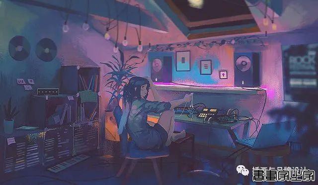 插画丨令人倍感舒适的场景插画，细节丰富的背景空间层次，蓝色的调子极富感染力-51.jpg