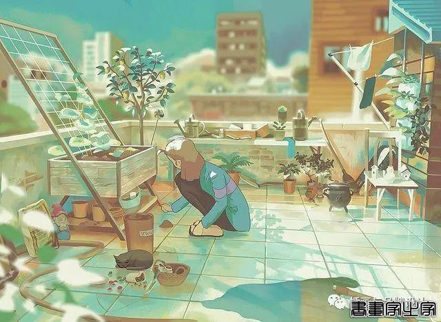 插画丨令人倍感舒适的场景插画，细节丰富的背景空间层次，蓝色的调子极富感染力-61.jpg