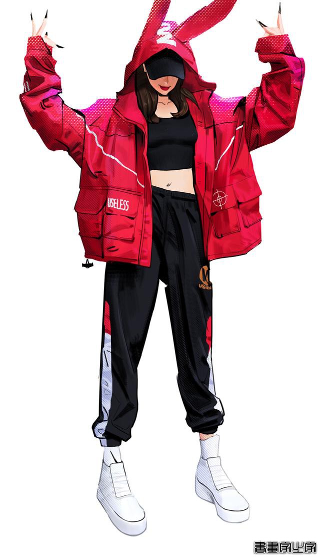 潮酷的服装搭配插画欣赏，身穿时尚靓丽时装的小姐姐们美丽动人-8.jpg