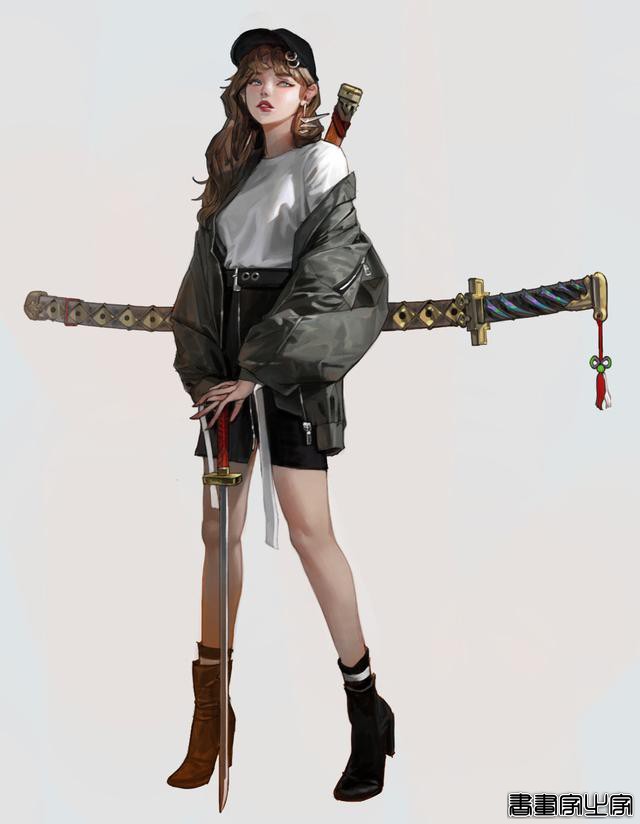 潮酷的服装搭配插画欣赏，身穿时尚靓丽时装的小姐姐们美丽动人-23.jpg