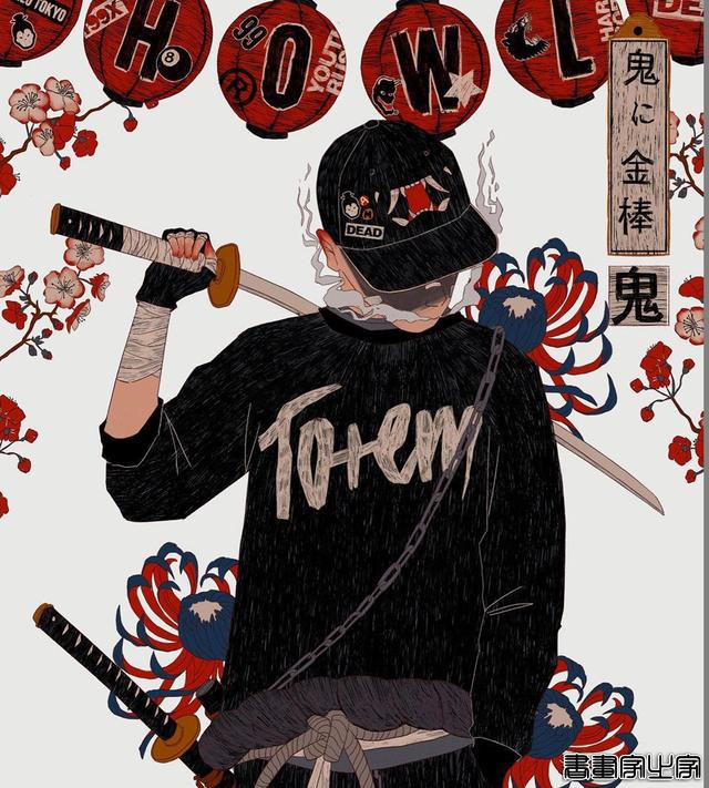 嘻哈复古未来主义和城市街头时装混搭，日本风街头文化时尚CG插画-48.jpg