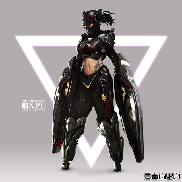 画面细腻的赛博朋克+机甲+科幻+时尚的精美角色艺术设计插画欣赏-13.jpg