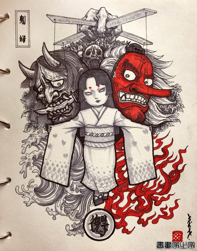 日风唯美插画，暗黑风格画面也能呈现出妖异浪漫和华丽繁复的视觉-15.jpg