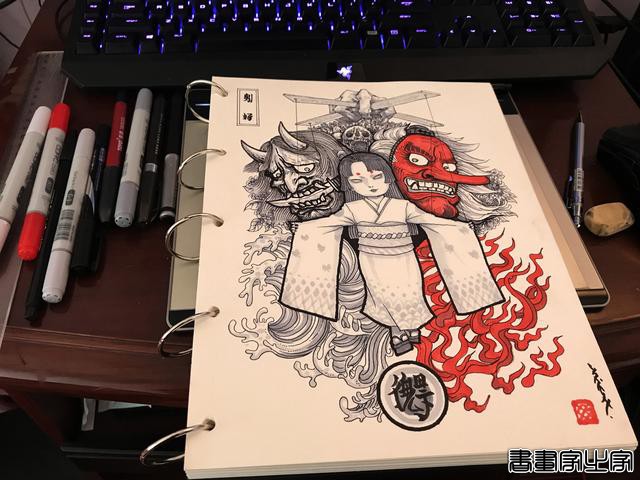 日风唯美插画，暗黑风格画面也能呈现出妖异浪漫和华丽繁复的视觉-16.jpg