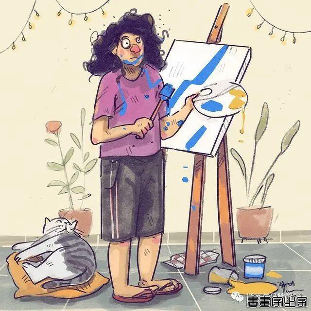 插画丨满满幸福感的日常手绘，线条简单干净，而略浓重的色彩更显画风的憨厚感-44.jpg