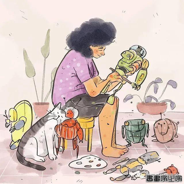 插画丨满满幸福感的日常手绘，线条简单干净，而略浓重的色彩更显画风的憨厚感-57.jpg