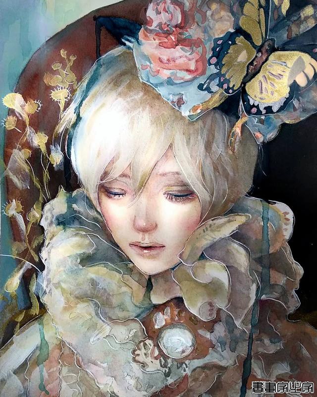 寂静宇宙中的明眸：色彩与金箔的交融，插画家卡法西斯的神话四季-6.jpg
