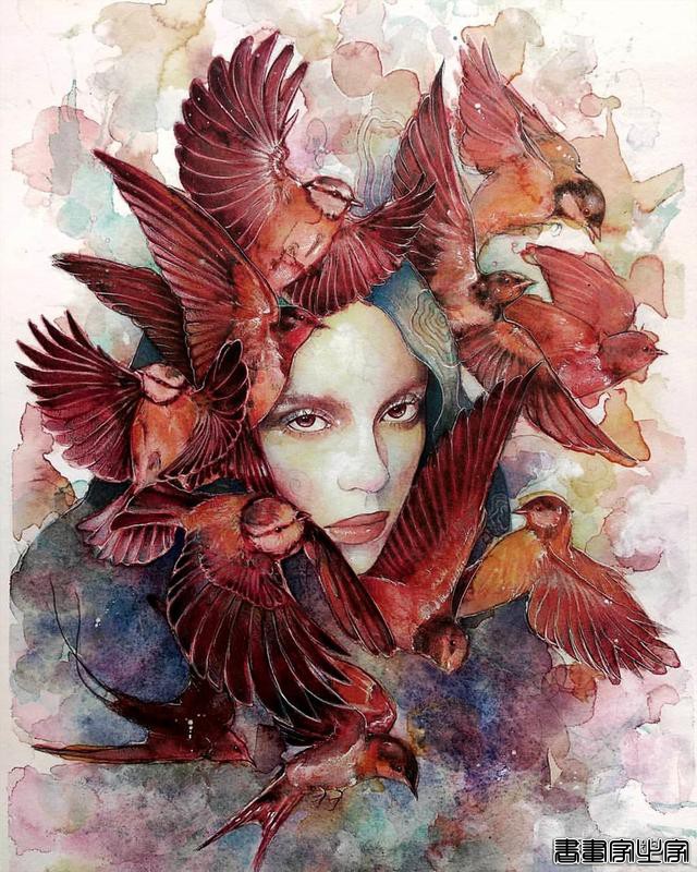 寂静宇宙中的明眸：色彩与金箔的交融，插画家卡法西斯的神话四季-9.jpg