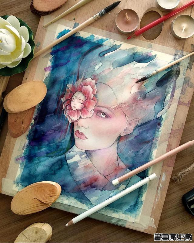 寂静宇宙中的明眸：色彩与金箔的交融，插画家卡法西斯的神话四季-14.jpg