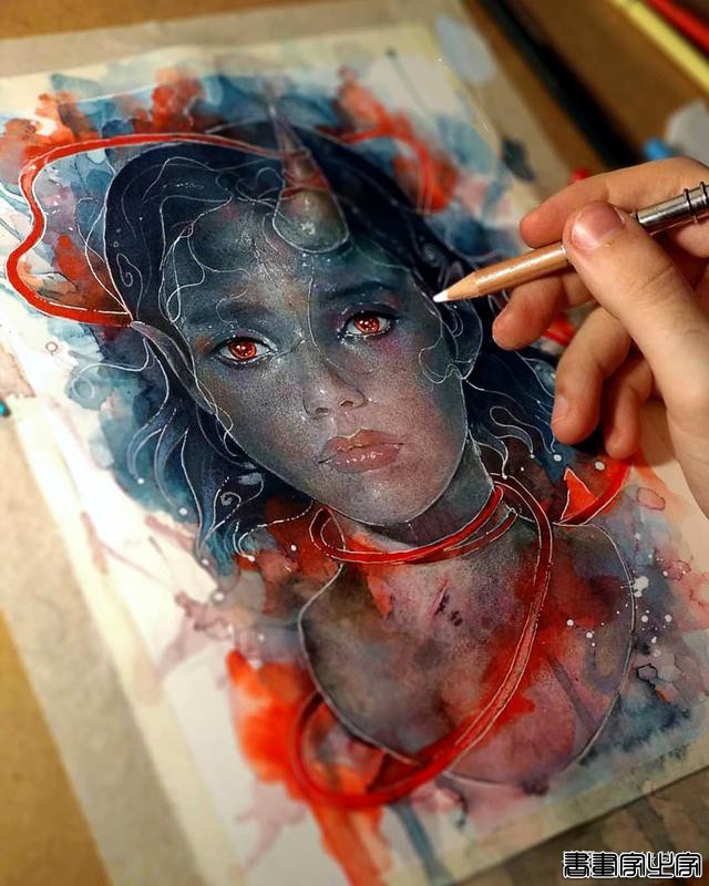 寂静宇宙中的明眸：色彩与金箔的交融，插画家卡法西斯的神话四季-18.jpg