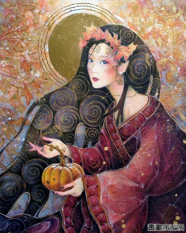 寂静宇宙中的明眸：色彩与金箔的交融，插画家卡法西斯的神话四季-25.jpg