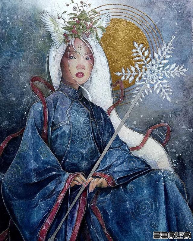 寂静宇宙中的明眸：色彩与金箔的交融，插画家卡法西斯的神话四季-26.jpg