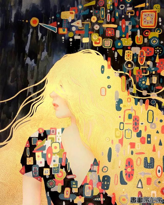 寂静宇宙中的明眸：色彩与金箔的交融，插画家卡法西斯的神话四季-31.jpg