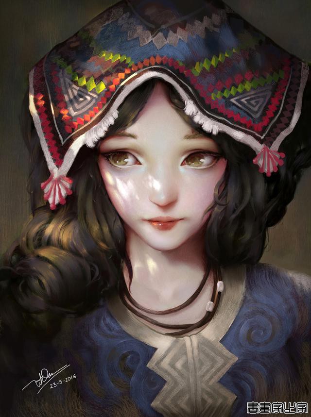 画风唯美，人物灵气十足，五官精致的女性动漫同人、墨笔插画欣赏-7.jpg