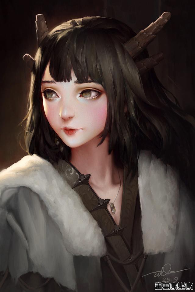 画风唯美，人物灵气十足，五官精致的女性动漫同人、墨笔插画欣赏-16.jpg