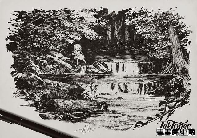 画风唯美，人物灵气十足，五官精致的女性动漫同人、墨笔插画欣赏-62.jpg