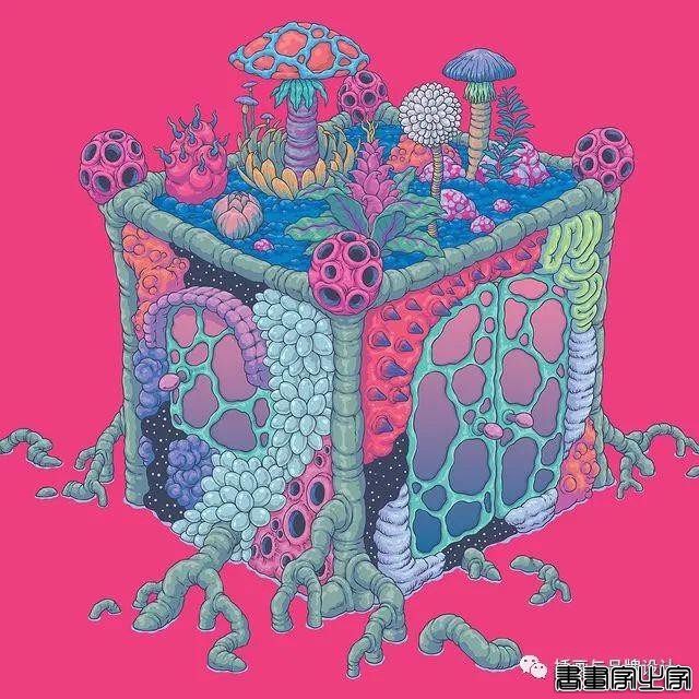 插画丨惊叹了视觉的超现实景观插画，从宏观到微观以超梦幻的形式展现生命的形式-43.jpg