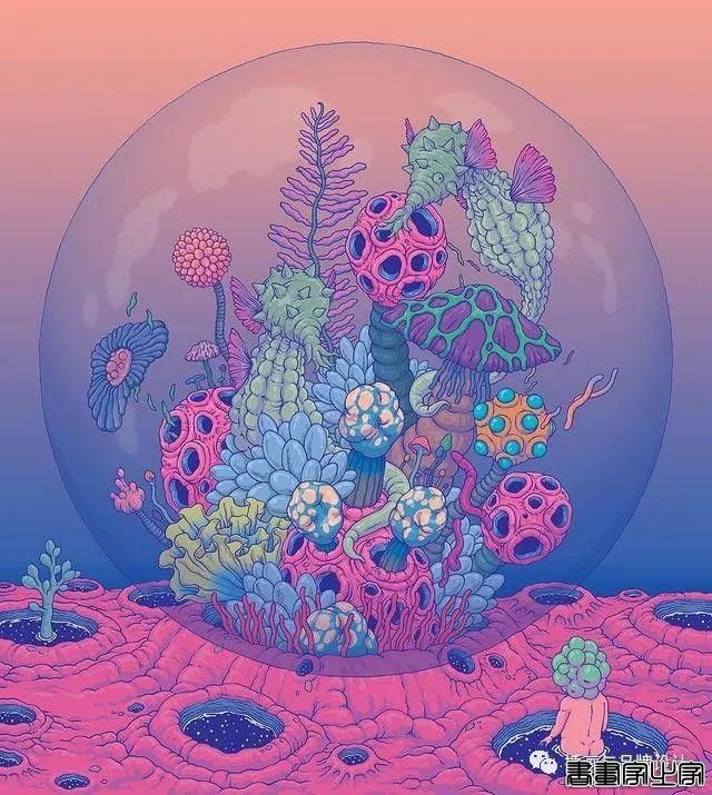 插画丨惊叹了视觉的超现实景观插画，从宏观到微观以超梦幻的形式展现生命的形式-45.jpg