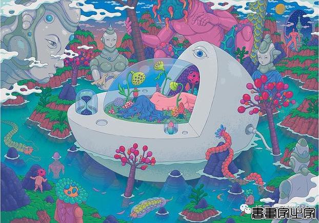 插画丨惊叹了视觉的超现实景观插画，从宏观到微观以超梦幻的形式展现生命的形式-57.jpg