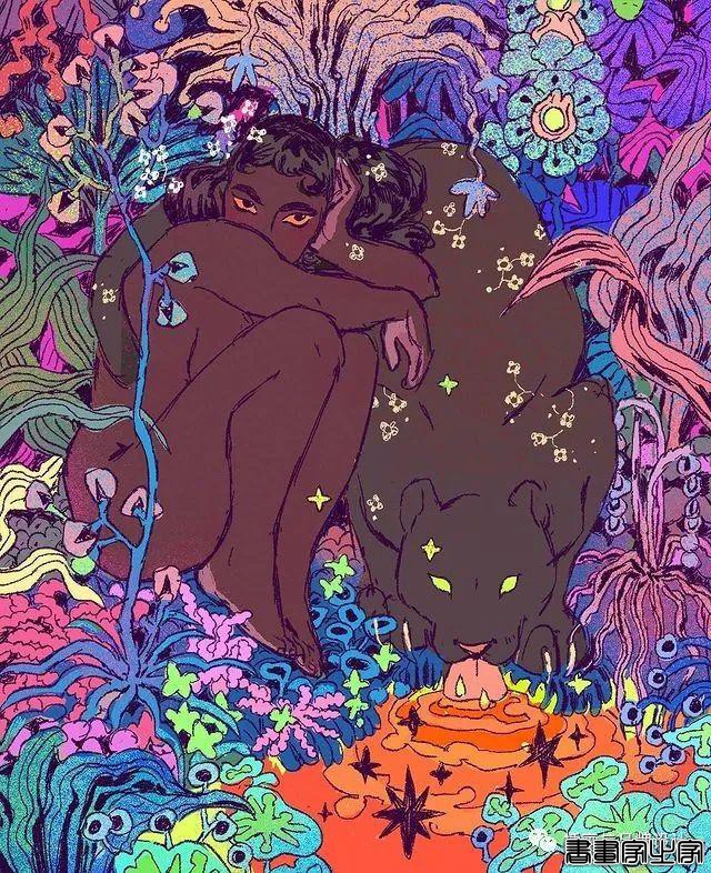 插画丨充满迷幻色彩的插图，用不同版本的色调变化和着色在笔下诞生了无数大胆细腻的女性角色-19.jpg
