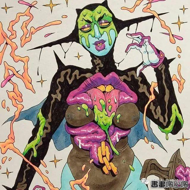 插画丨充满迷幻色彩的插图，用不同版本的色调变化和着色在笔下诞生了无数大胆细腻的女性角色-33.jpg