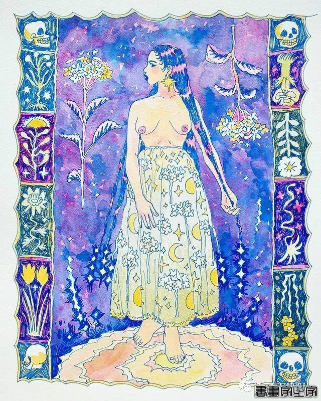 插画丨充满迷幻色彩的插图，用不同版本的色调变化和着色在笔下诞生了无数大胆细腻的女性角色-59.jpg