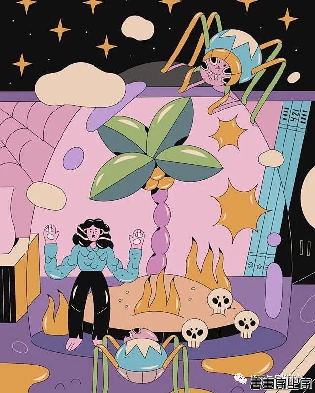 插画丨扁平活力的日常脑洞，生活在她手中变得奇幻又有趣-17.jpg