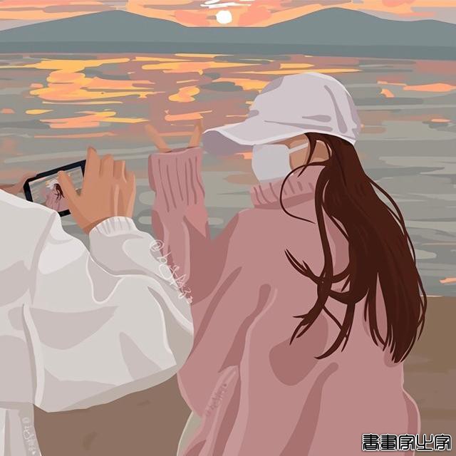 小清新海边插画，情侣头像、闺蜜头像-17.jpg