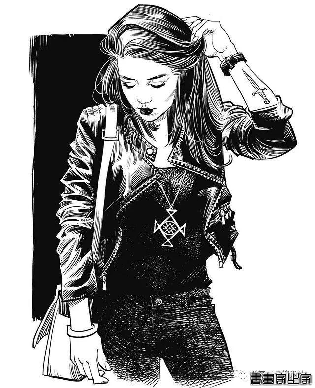 插画丨太传神了！他笔下的女性个个都神韵绝美，将黑白灰线条运用的极致舒展-11.jpg