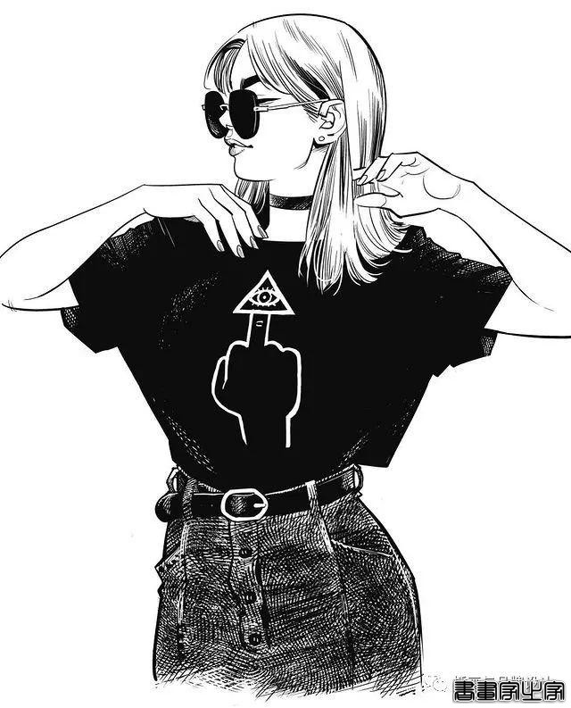 插画丨太传神了！他笔下的女性个个都神韵绝美，将黑白灰线条运用的极致舒展-13.jpg