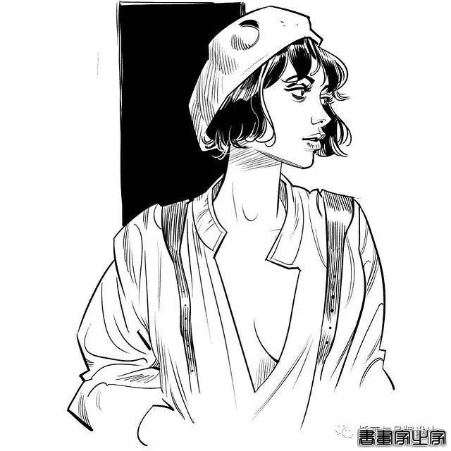 插画丨太传神了！他笔下的女性个个都神韵绝美，将黑白灰线条运用的极致舒展-20.jpg