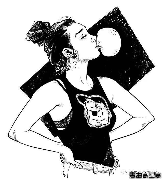 插画丨太传神了！他笔下的女性个个都神韵绝美，将黑白灰线条运用的极致舒展-29.jpg